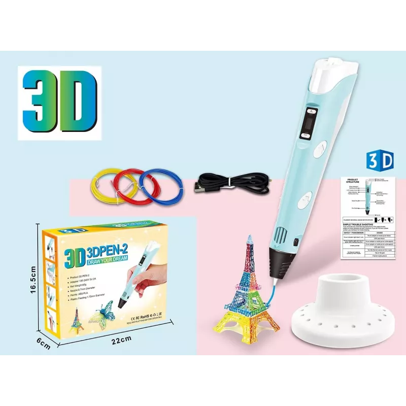 Bolígrafo 3D, set de filamento con cable de alimentación USB
