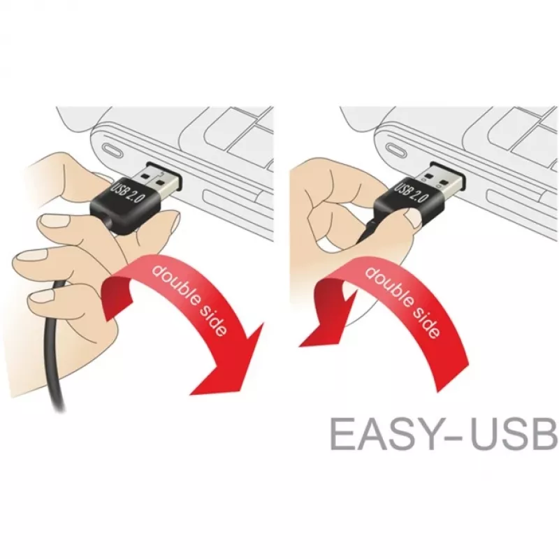 DeLOCK Easy - Cable USB - USB (M) acodado izquierda/derecha, reversible a USB Type-B (M) - USB2.0 - 50 cm - negro (85167)