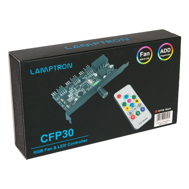 Controlador de ventilador y LED RGB para ranura PCI Lamptron CFP30, negro