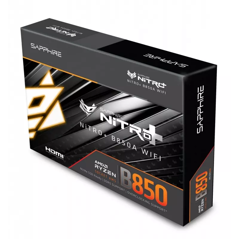 Placa base Sapphire NITRO+ B850A WIFI 7 AMD B850 Socket AM5 micro ATX, DDR5, 4 DIMM, 256GB, Wi-Fi 7, 2.5GbE