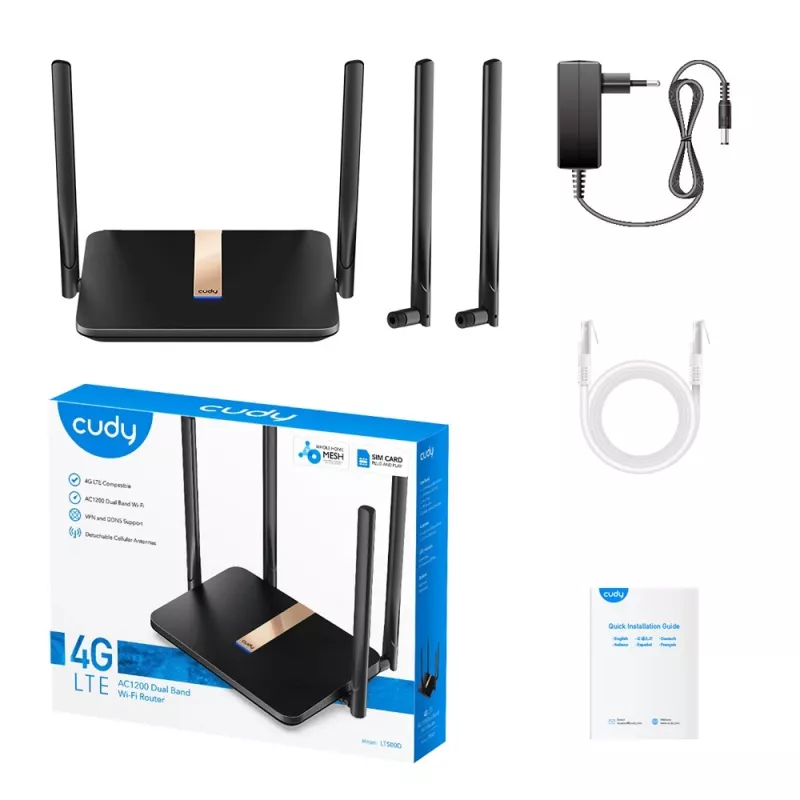 Router inalámbrico Cudy LT500D Fast Ethernet doble banda (2,4 GHz / 5 GHz) 4G negro
