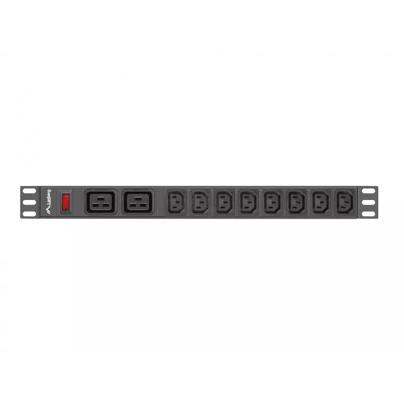Unidad de distribución de energía para rack LANBERG PDU-02I1908I-0200-C20-BK — 1U, 10×C13, 16A, cable de 2 m, 19