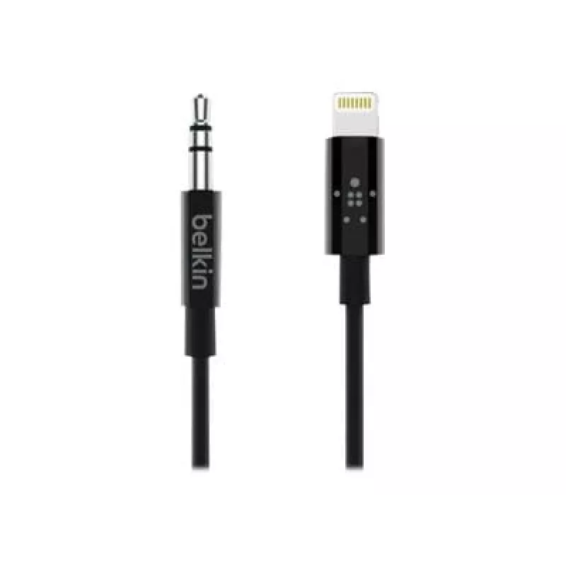 Cable Belkin Lightning a toma de auriculares - Lightning macho a minijack estéreo macho - 91,4 cm - negro - para Apple iPhone (Lig
