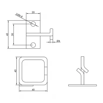 ROLINE pasacables, 40x40 mm, metal, entrada lateral de cables
