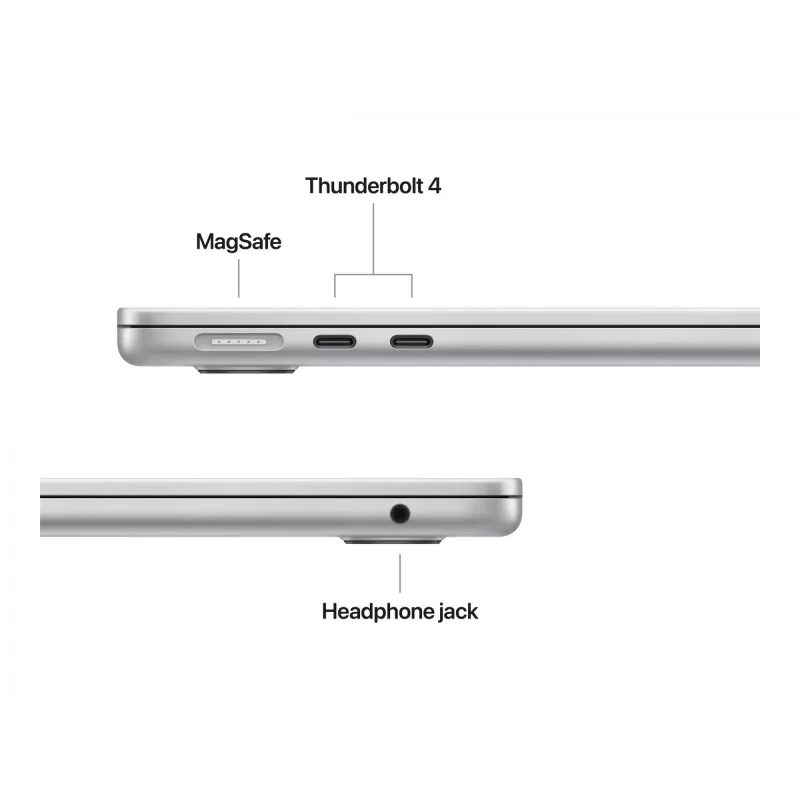 Apple MacBook Air 13 (2025), 16 GB, 512 GB, M4 (10-CPU/10-GPU), Plata, fuente de alimentación Dual USB-C de 35W, Alemán, MW0X3D/A