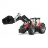 Tractor de juguete BRUDER Massey Ferguson 7624 con pala frontal, rojo, para niños a partir de 3 años