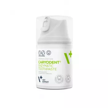Pasta de dientes para perros VETEXPERT Caryodent Enzymatic 50 ml — cuidado bucal veterinario, 50 g, sin azúcar, sin gluten