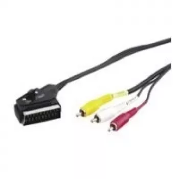 Wentronic Goobay cable adaptador SCART/RCA, negro, 2 m – conector macho SCART (21 polos) > 3 conectores macho RCA (50364)