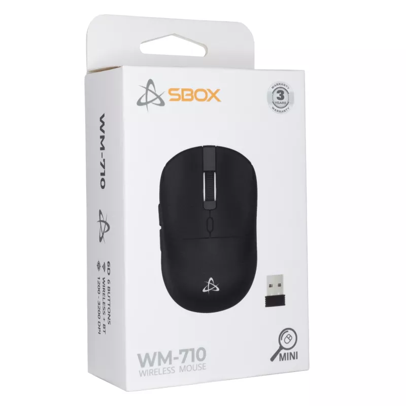 Ratón SBOX WM-710 negro inalámbrico