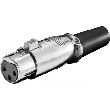 Conector hembra para micrófono, 3 polos - bloqueo y alivio de tracción atornillado