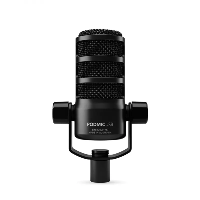 Micrófono de estudio RØDE PodMic USB — cardioide XLR/USB, 24 bits/48 kHz, USB-C, salida de auriculares, control de volumen giratorio, negro
