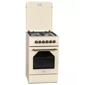 Cocina de gas y eléctrica MPM MPM-56-KRM-14, 56 cm, 4 quemadores de gas, horno eléctrico, crema