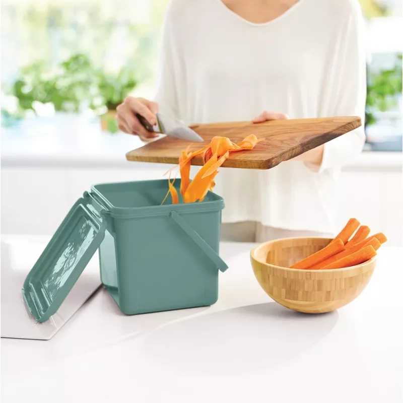 Cubo de reciclaje rotho verde 4,5 l – compacto contenedor de reciclaje de tecnopolímero con orificio para colgar