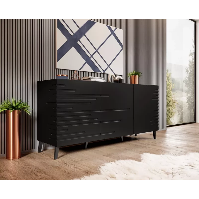 Cama Meble NOVA cómoda 155x40x72 cm, negro mate