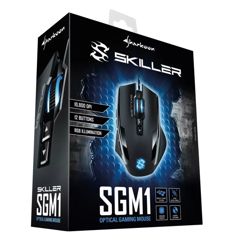 Sharkoon Skiller SGM1 ratón gaming diestro USB Type-A óptico 10800 DPI