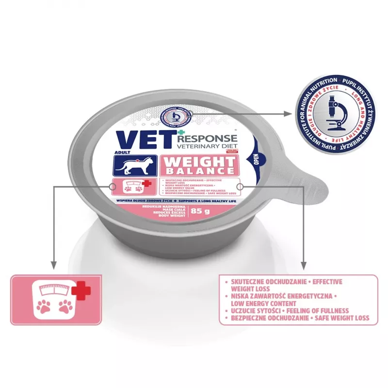 VET RESPONSE Equilibrio de peso - Comida húmeda para gatos - 85g