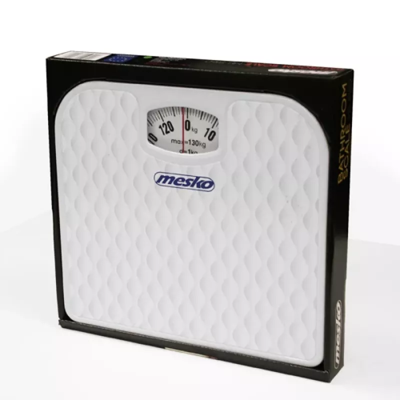 Báscula mecánica Mesko MS 8160 – capacidad máxima 130 kg, precisión 1000 g, blanca