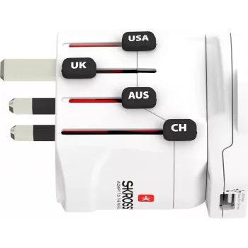 Adaptador de viaje universal Skross PRO – World & USB blanco