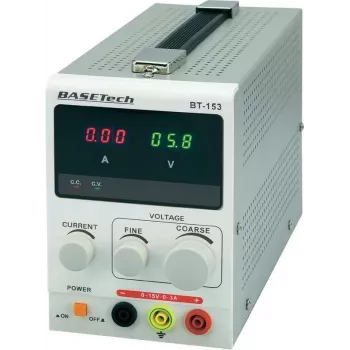 Fuente de alimentación de laboratorio DC Basetech BT-153 0-15 V, 0-3 A