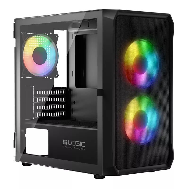 Carcasa de ordenador Logic Concept Portos Mini ARGB Micro ATX Negra