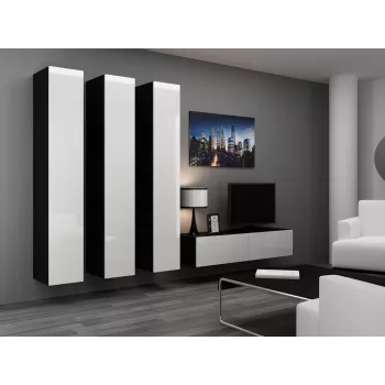 Armario cerrado Cama VIGO '180' 180/40/30 blanco/negro brillo