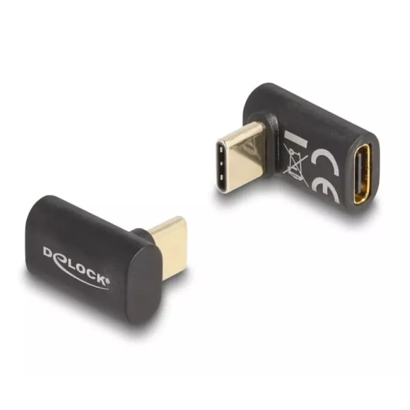 Adaptador DeLOCK USB 40 Gbps USB Type-C PD 3.0 100 W conector macho a conector hembra acodado 8K 60 Hz