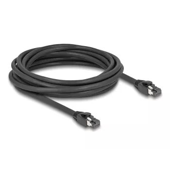 Delock - Cable de red - RJ-45 (M) a RJ-45 (M) - 5,0 m - 7,5 mm - S/FTP - CAT 8.1 - libre de halógenos, protección de pestaña, hasta 40 Gbit/s de velocidad de transferencia de datos - Negro (80236)