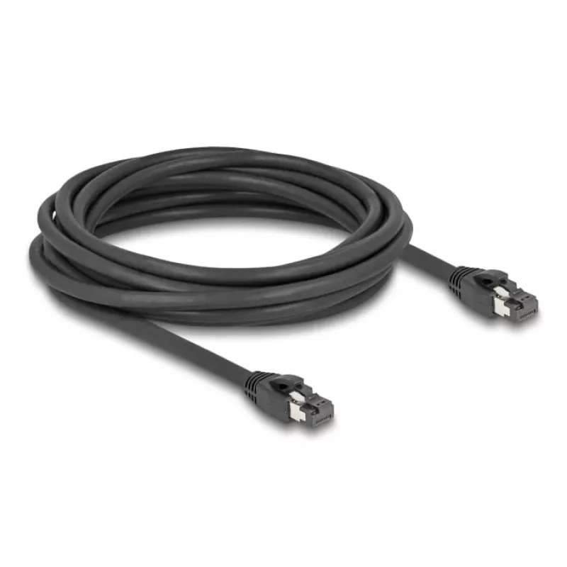 Delock - Cable de red - RJ-45 (M) a RJ-45 (M) - 5,0 m - 7,5 mm - S/FTP - CAT 8.1 - libre de halógenos, protección de pestaña, hasta 40 Gbit/s de velocidad de transferencia de datos - Negro (80236)