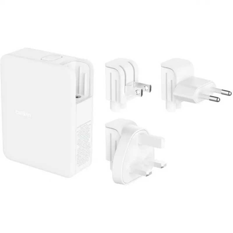 Cargador de pared 140W 4 puertos (3xC 1xA) enchufe UK, EU, US blanco