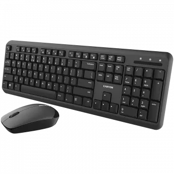 Conjunto de teclado y ratón inalámbrico CANYON CNS-HSETW02-UK/US negro Velvet — conjunto combo inalámbrico compacto con receptor USB