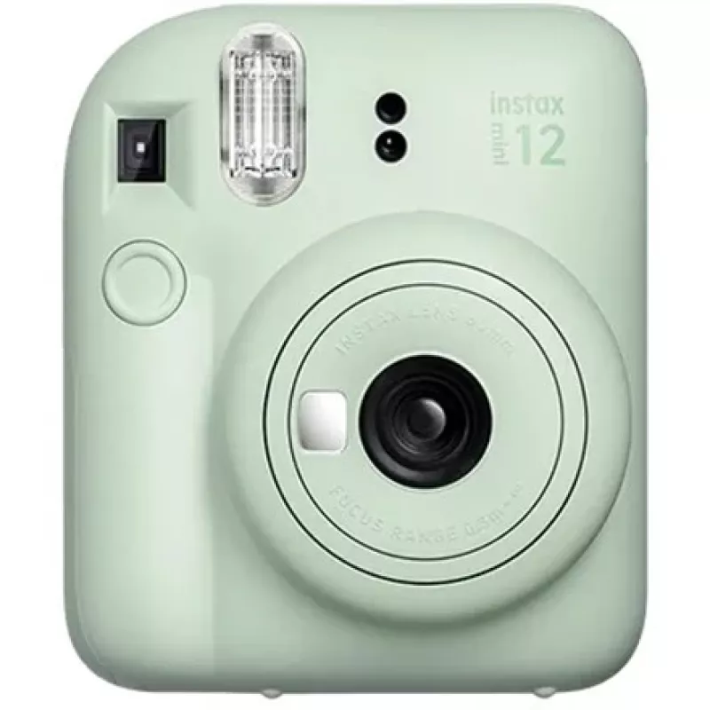 Cámara instantánea Fujifilm Instax Mini 12 Verde — imagen 86x54 mm, película 62x46 mm, distancia focal equivalente 60 mm