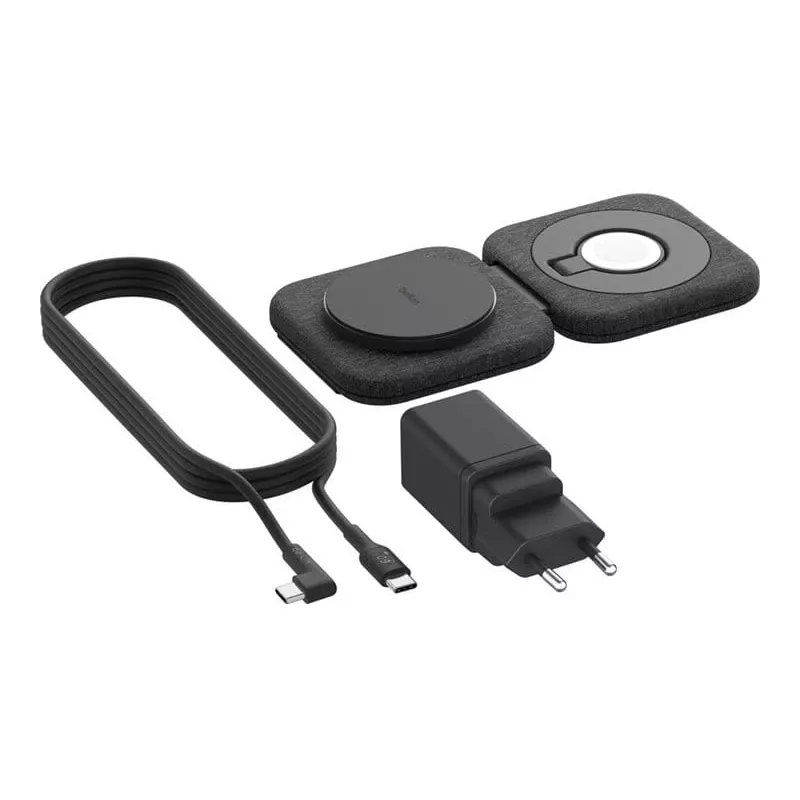 Estación de carga inalámbrica 2 en 1 Belkin BOOSTCHARGE PRO QI2 WIZ026VFBK — carga rápida inalámbrica para smartphone y auriculares