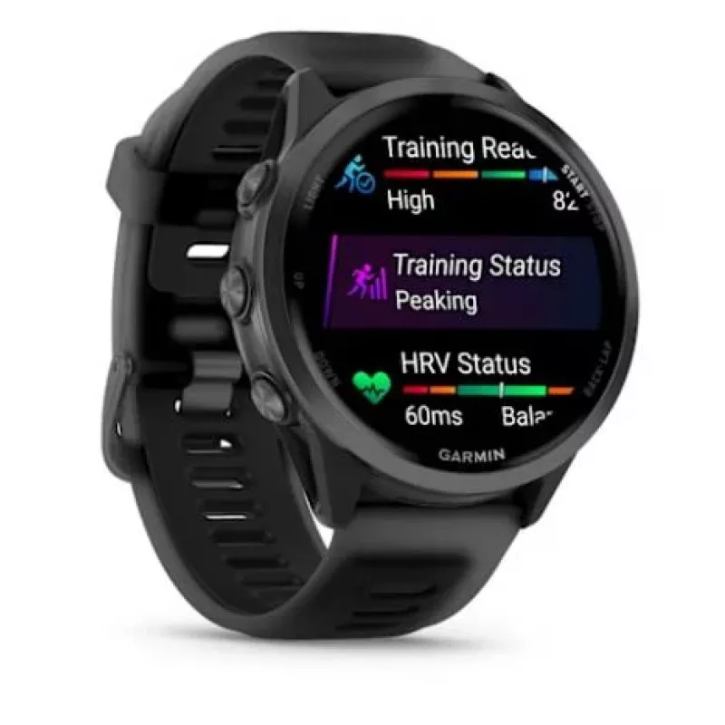 Smartwatch GARMIN Forerunner 570 — Caja de aluminio gris pizarra de 47 mm, correa de silicona negra translúcida