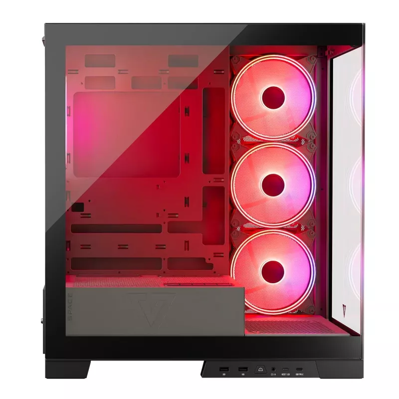 Caja de PC MODECOM Volcano SPACE APEX ARGB Midi Tower, cristal templado, USB-C, compatible con ATX/microATX/Mini-ITX, GPU hasta 430 mm, disipador de CPU hasta 180 mm