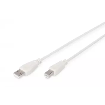 Cable de conexión USB Assmann, Type-A - B M/M, 3,0 m, compatible con USB 2.0, UL, beige (AK-300102-030-E)