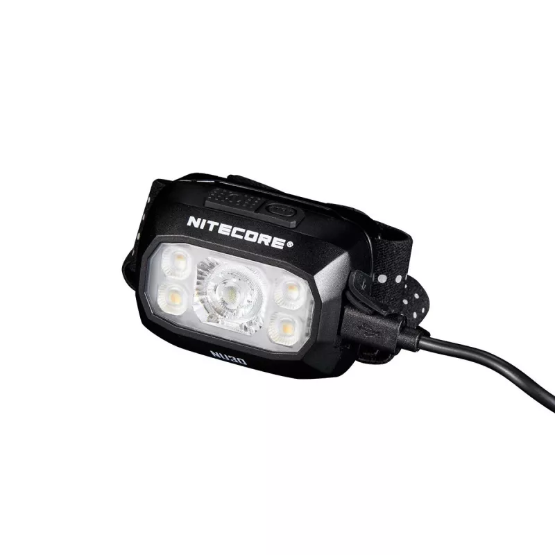 Linterna frontal Nitecore NU30 — linterna LED frontal compacta y portátil, hasta 500 lúmenes, varios niveles de potencia, modo de luz roja