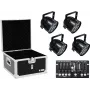 Set de focos LED PAR EUROLITE 4x PAR-56 QCL con flightcase y controlador