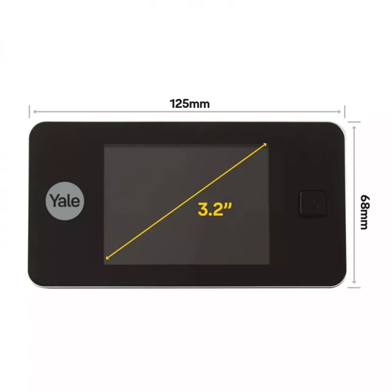 Mirilla digital Yale 45-0500-1432-00-6011 — LCD de 8,13 cm, ángulo de visión 105°, ángulo 110°, negro, 2×AAA