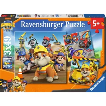 Conjunto de puzles infantiles Ravensburger Rubble & Crew vehículos de trabajo — 3 puzles × 49 piezas