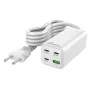 Cargador móvil MediaRange MRMA124 100W AC, 3x USB-C, entrada 100–240V, cable de 1,5 m, Blanco
