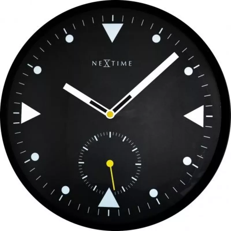 Reloj de pared NeXtime 3049 Serious Black, Ø32 cm, negro