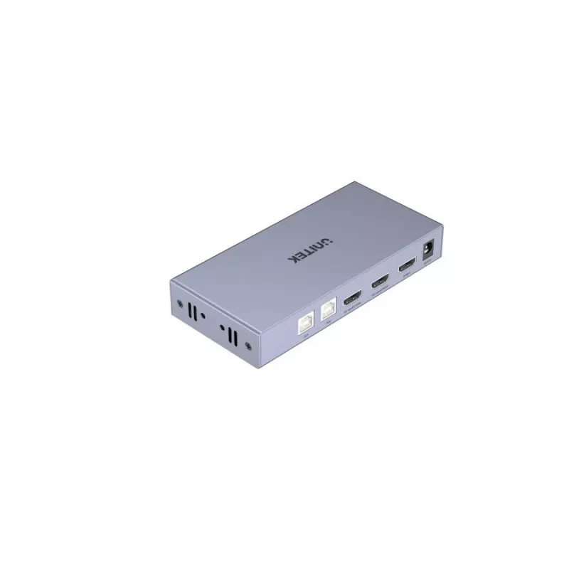 Switch KVM Unitek V307A USB HDMI 2 puertos 4K Ultra HD 3840x2160@60 Hz HDCP 2.2, carcasa metálica, gris