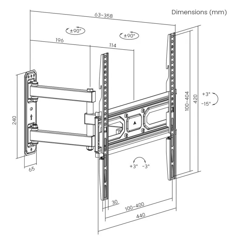 Soporte de pared para TV SBOX PLB-3644-2 para televisores de 32–55