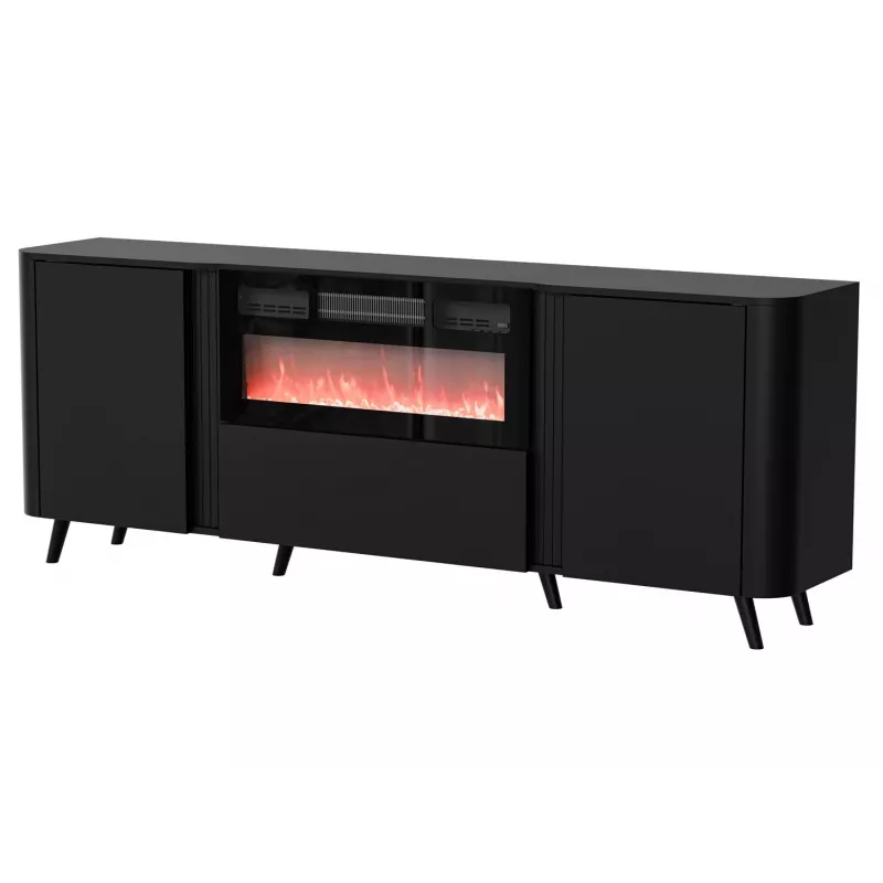 Cómoda Cama Meble Volare 200 x 39 x 75 cm, negro, aglomerado, marco de 16 mm