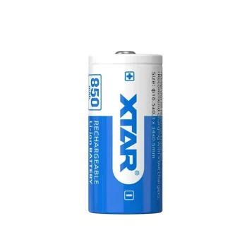 Batería Li-Ion recargable XTAR 16340 3,7 V 850 mAh — 34 mm × 16,5 mm, 1 unidad