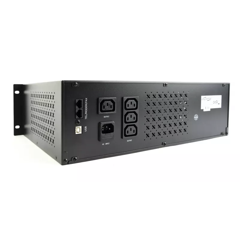 Gembird UPS-RACK-1500 SAI Line-Interactive 1500 VA 900 W, rack 19" 3,4U, 4x IEC C13 230 V, entrada IEC C14, USB, RJ11, LCD, negro