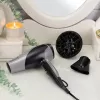 Secador de pelo Remington D3190S — 2200 W, iónico, 3 niveles de calor, 2 velocidades, aire frío, difusor y concentrador (plateado/negro)