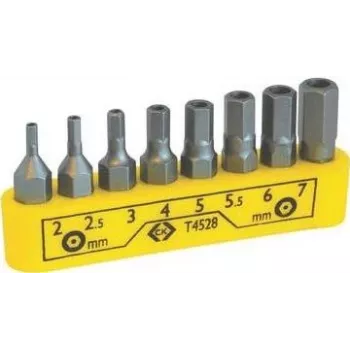 Juego de puntas hexagonales c.k tools T4528 – 8 puntas hexagonales para destornilladores y portapuntas