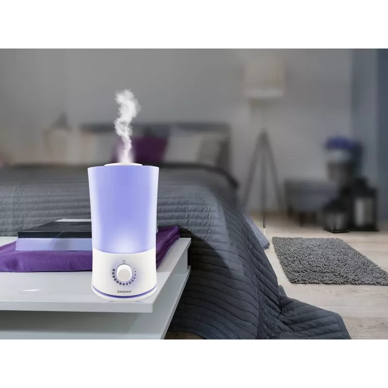 Beper 70.401 difusor de aromas ultrasónico y humidificador, 2,4 l, LED de 7 colores, 25 W