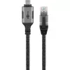Cable Ethernet USB-C 3.2 Gen2 Conector macho > Conector macho RJ-45, adaptador LAN negro/Plata, 1,5 metros, funda de textil trenzado